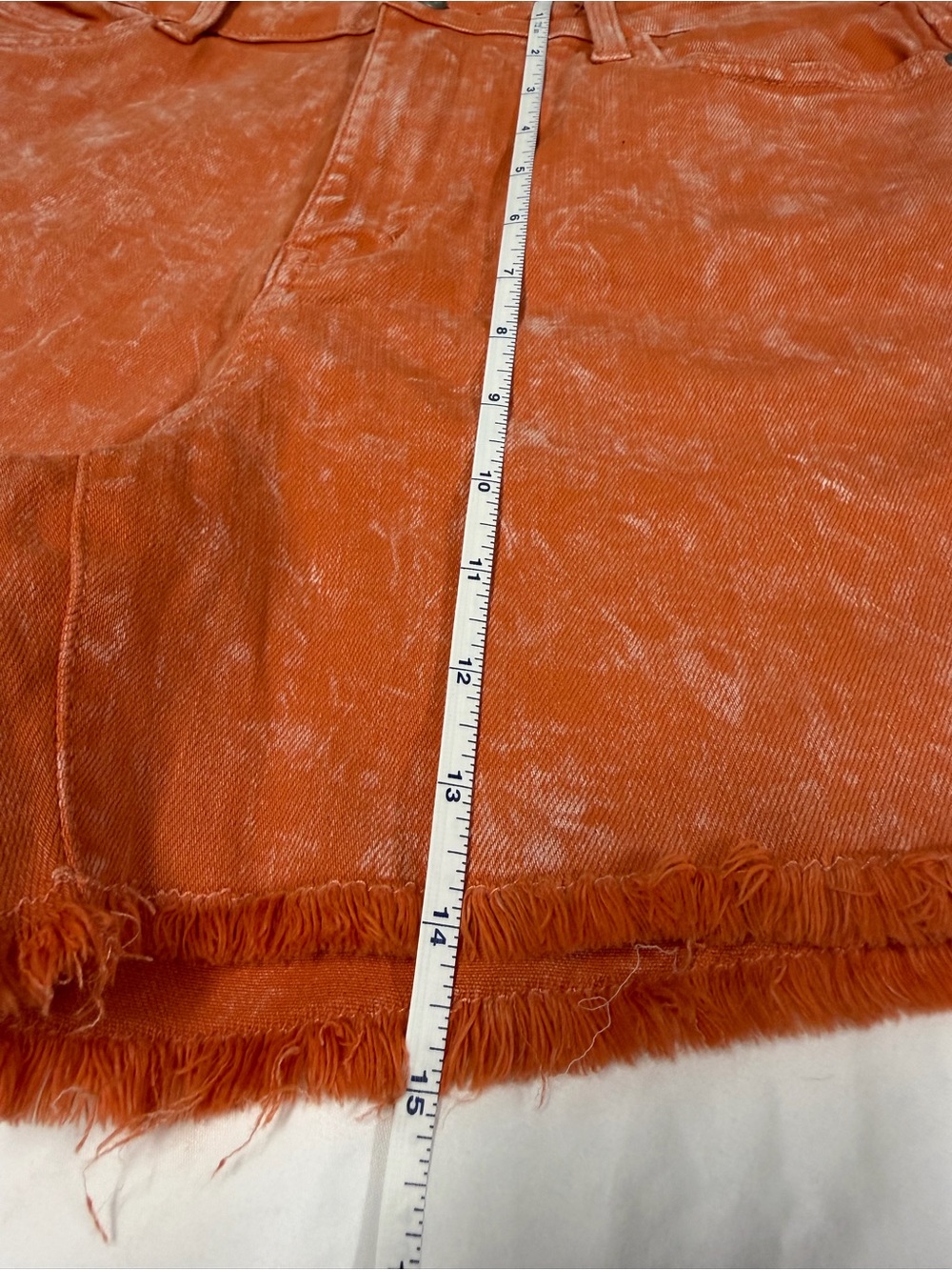 Judy Blue Orange Acid-Wash Frayed Hem Denim Shorts - Picture 12 of 14